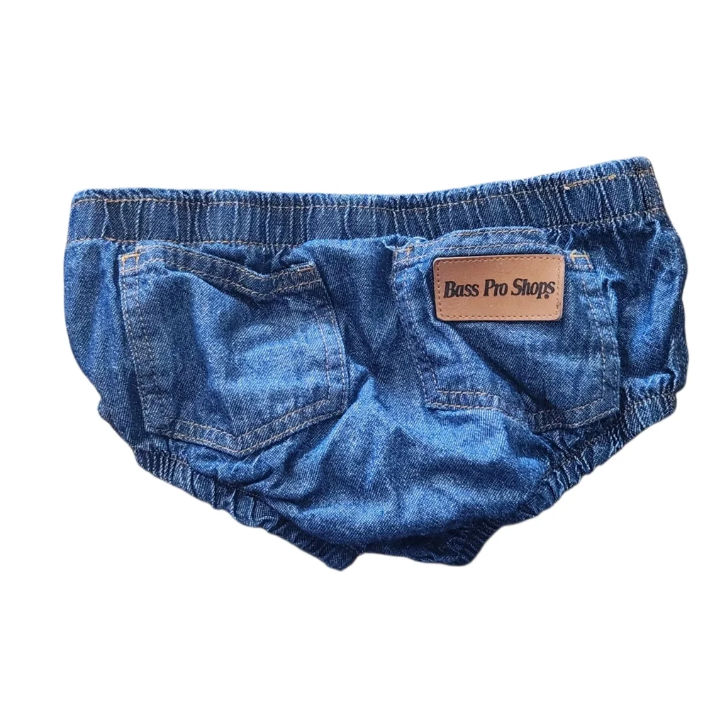Bass Pro Blue Jean Denim 18 Month Kids Bloomers Diaper Cover with Pockets